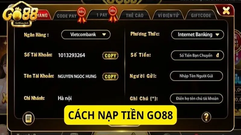 Nhung chuong trinh uu dai khi nap tien vao Go88