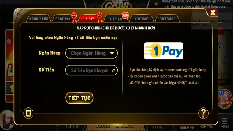 Thuc hien rut tien thong qua zalo pay tai Go88